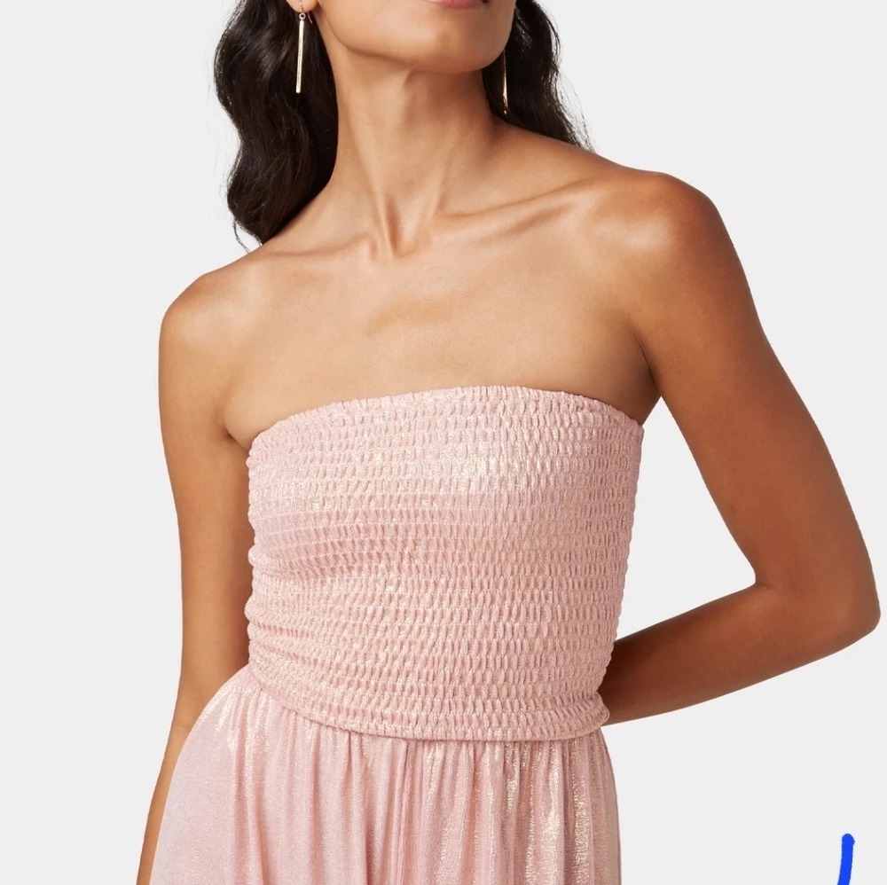Elegant Pink Strapless Jumpsuit XS TALL